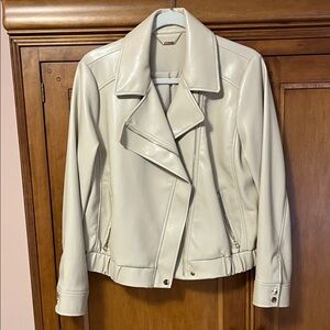 Chico’s faux leather Jacket . NWOT. Lined with gold hardware. Gorgeous Jacket